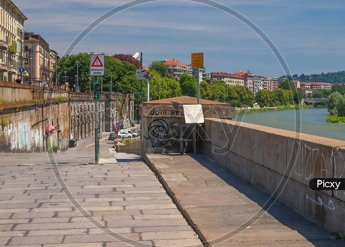 Murazzi del Po Image of Turin, Italy - June 20, 2014: Murazzi Del Po Riverside ... photo