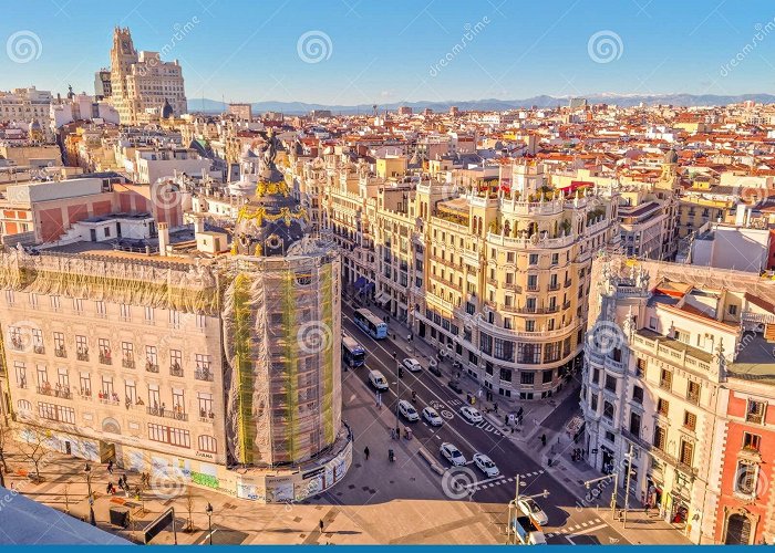 Gran Via Shopping Center Aerial View of the Gran Via Street, Madrid, Spain Editorial Stock ... photo