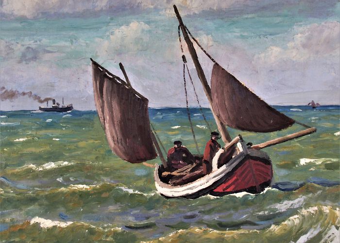 Musée Municipal Alfred Canel Rene Lienard De Saint Delis, Pecheurs en Mer (Fishermen at Sea ... photo