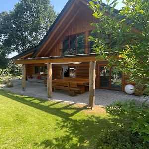 5* Kanada-Blockhaus Mit Sauna & Schwimmteich Niederkruechten Exterior photo